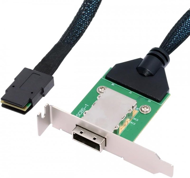 CY External Mini SAS SFF-8088 Male to SFF-8088 Female Extension Cable PCBA with Low Profile Bracket - Image 1